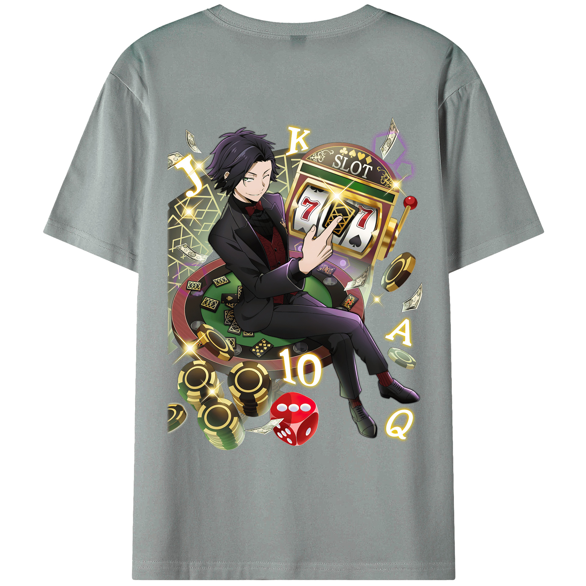 （画像用） 文豪ストレイドッグス Bungo Stray Dogs 綿100％ メンズ半袖Tシャツ（バックプリント） 通気性